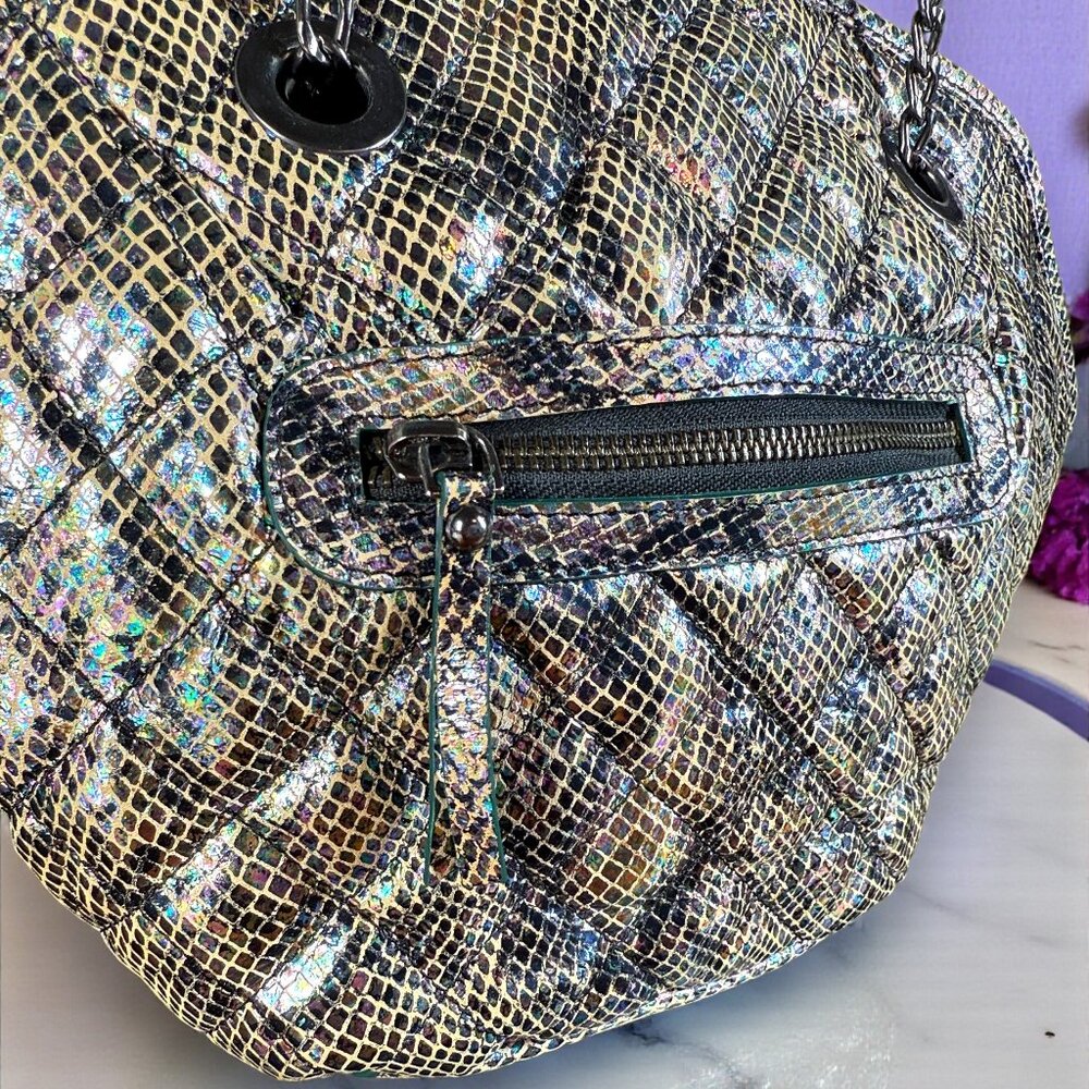 Sharif Metallic Python Embossed Leather Dome Conv… - image 6